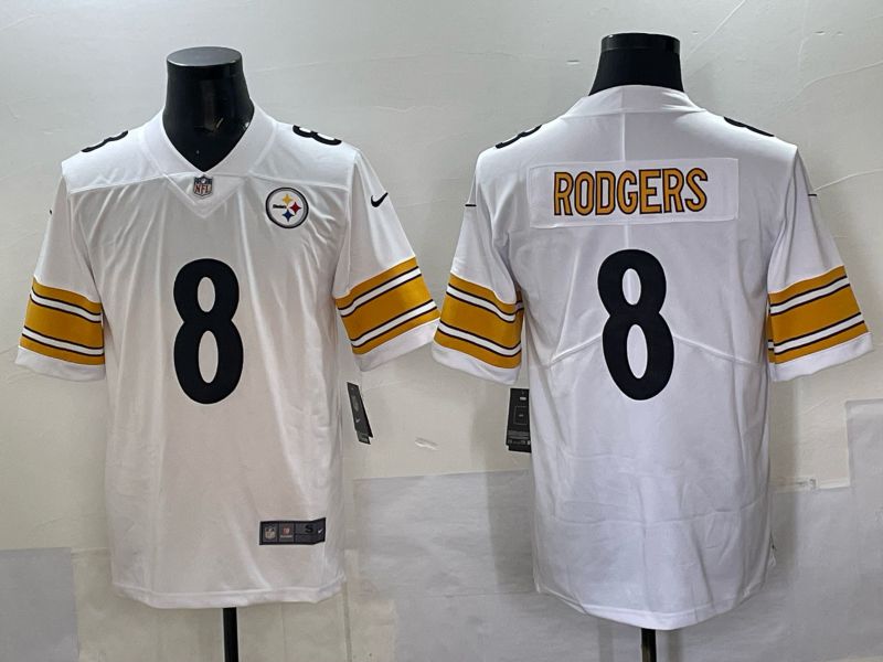 Men 2025 Pittsburgh Steelers #8 Rodgers White Nike Limited NFL Jersey style 01